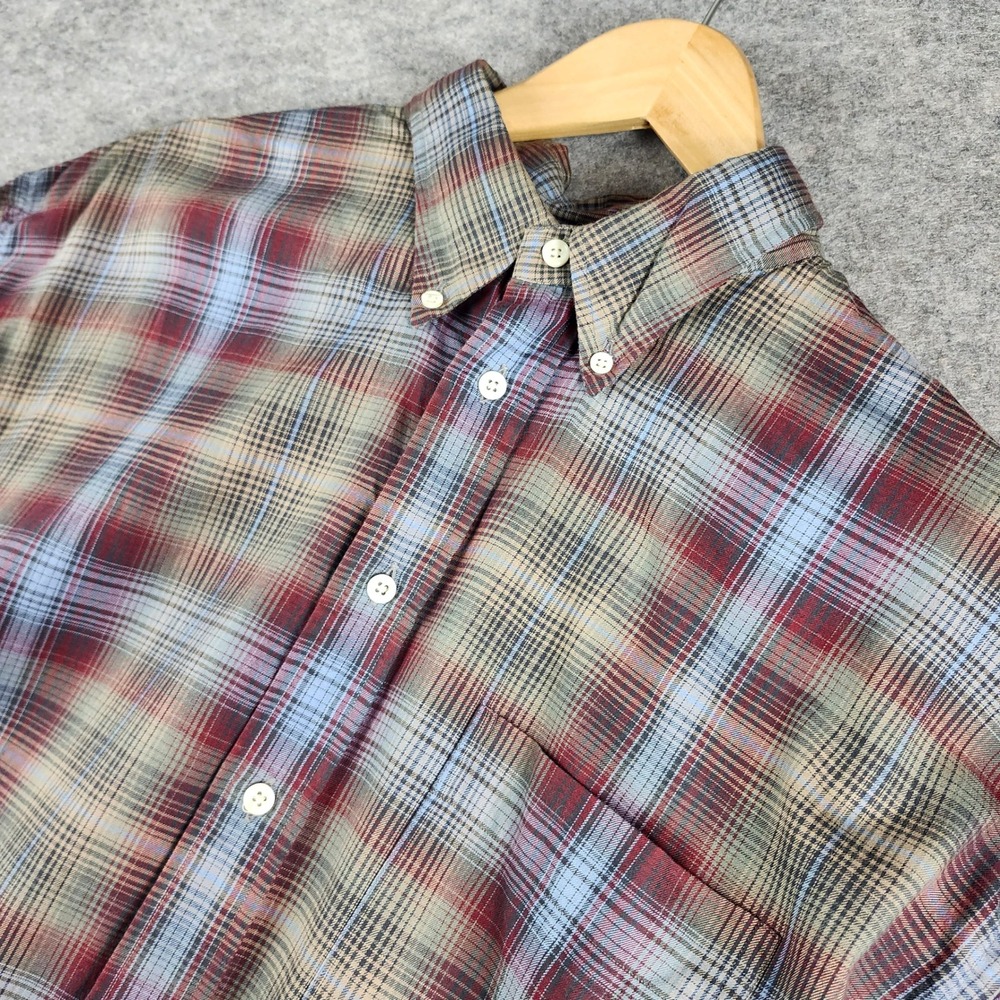 VTG Gitman Bros Button Down Shirt Men L Multi Color Plaid Cotton Long Sleeve USA